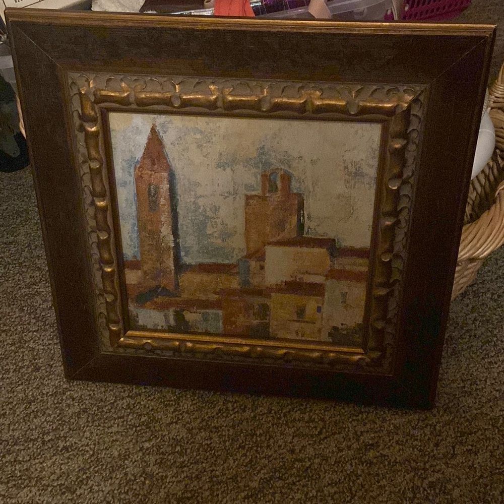 Antique Hand oil painting Frame Vintage